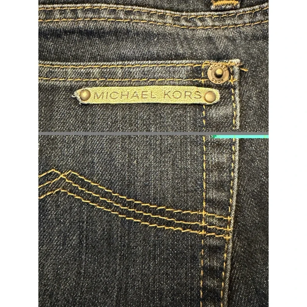 Michael Kors Women Straight Jeans Dark Wash Blue Denim Stretch 5-Pocket Button 8
